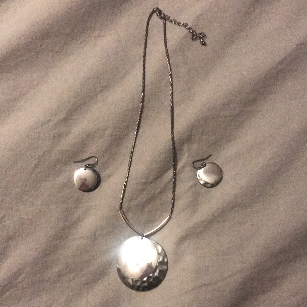 Silver necklace and earrings set